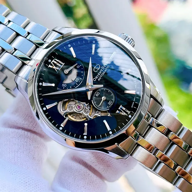 Orient Star Semi-Skeleton Blue Dial Men's Watch- REAV0B03B